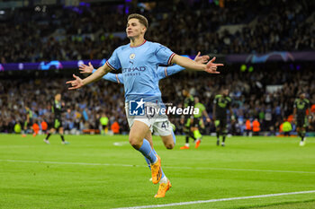 2023-05-18 - Julian Alvarez (19) of Manchester City scores a goal and celebrates 4-0 during the UEFA Champions League, Semi-finals, 2nd leg football match between Manchester City and Real Madrid on 17 May 2023 at the Etihad Stadium in Manchester, England - FOOTBALL - CHAMPIONS LEAGUE - MANCHESTER CITY V REAL MADRID - UEFA CHAMPIONS LEAGUE - SOCCER