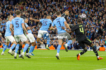 2023-05-18 - Manuel Akanji (25) of Manchester City scores a goal 3-0 during the UEFA Champions League, Semi-finals, 2nd leg football match between Manchester City and Real Madrid on 17 May 2023 at the Etihad Stadium in Manchester, England - FOOTBALL - CHAMPIONS LEAGUE - MANCHESTER CITY V REAL MADRID - UEFA CHAMPIONS LEAGUE - SOCCER