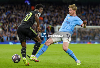 2023-05-18 - Kevin De Bruyne (17) of Manchester City and Vinicius Junior (20) of Real Madrid during the UEFA Champions League, Semi-finals, 2nd leg football match between Manchester City and Real Madrid on 17 May 2023 at the Etihad Stadium in Manchester, England - FOOTBALL - CHAMPIONS LEAGUE - MANCHESTER CITY V REAL MADRID - UEFA CHAMPIONS LEAGUE - SOCCER