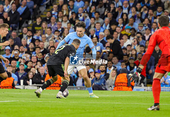 2023-05-18 - Jack Grealish (10) of Manchester City and Dani Carvajal of Real Madrid during the UEFA Champions League, Semi-finals, 2nd leg football match between Manchester City and Real Madrid on 17 May 2023 at the Etihad Stadium in Manchester, England - FOOTBALL - CHAMPIONS LEAGUE - MANCHESTER CITY V REAL MADRID - UEFA CHAMPIONS LEAGUE - SOCCER