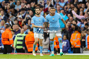 2023-05-18 - Bernardo Silva (20) of Manchester City scores a goal and celebrates with Kyle Walker 1-0 during the UEFA Champions League, Semi-finals, 2nd leg football match between Manchester City and Real Madrid on 17 May 2023 at the Etihad Stadium in Manchester, England - FOOTBALL - CHAMPIONS LEAGUE - MANCHESTER CITY V REAL MADRID - UEFA CHAMPIONS LEAGUE - SOCCER