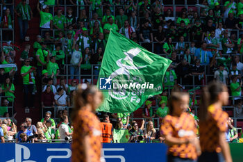 2023-06-03 - 03.06.2023, Eindhoven, PSV Stadion, UEFA Women's Champions League: Barcelona - Wofsburg, Big flag of VfL Wolfsburg in the stands before the game - UEFA WOMEN'S CHAMPIONS LEAGUE: BARCELONA - WOFSBURG - UEFA CHAMPIONS LEAGUE - SOCCER