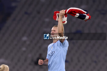 2023-06-10 - Erling Haaland of Manchester City celebrates following the UEFA Champions League Final football match between Manchester City FC and FC Internazionale (Inter Milan) on June 10, 2023 at Ataturk Olympic Stadium in Istanbul, Turkey - FOOTBALL - CHAMPIONS LEAGUE - FINAL - MANCHESTER CITY V INTERNAZIONALE - UEFA CHAMPIONS LEAGUE - SOCCER