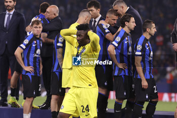 2023-06-10 - Inter Milan goalkeeper Andre Onana looks dejected during the trophy ceremony following the UEFA Champions League, Final football match between Manchester City FC and FC Internazionale (Inter Milan) on June 10, 2023 at Ataturk Olympic Stadium in Istanbul, Turkey - FOOTBALL - CHAMPIONS LEAGUE - FINAL - MANCHESTER CITY V INTERNAZIONALE - UEFA CHAMPIONS LEAGUE - SOCCER