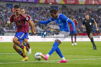 2023-08-02 - Mike Trésor of KRC Genk during the UEFA Champions League, Second qualifying round, 2nd leg football match between KRC Genk and Servette FC on August 2, 2023 at the Cegeka Arena in Genk, Belgium - FOOTBALL - CHAMPIONS LEAGUE - KRC GENK V SERVETTE FC - UEFA CHAMPIONS LEAGUE - SOCCER