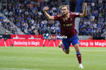 2023-08-02 - Timothé Cognat of Servette FC celebrates after scoring his sides first goal during the UEFA Champions League, Second qualifying round, 2nd leg football match between KRC Genk and Servette FC on August 2, 2023 at the Cegeka Arena in Genk, Belgium - FOOTBALL - CHAMPIONS LEAGUE - KRC GENK V SERVETTE FC - UEFA CHAMPIONS LEAGUE - SOCCER