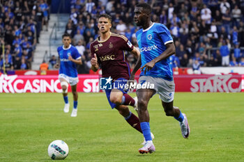 2023-08-02 - Alieu Fadera of KRC Genk during the UEFA Champions League, Second qualifying round, 2nd leg football match between KRC Genk and Servette FC on August 2, 2023 at the Cegeka Arena in Genk, Belgium - FOOTBALL - CHAMPIONS LEAGUE - KRC GENK V SERVETTE FC - UEFA CHAMPIONS LEAGUE - SOCCER