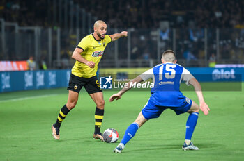 2023-08-19 - 5 Nordin Amrabat of AEK FC competing with 15 Bogdan Mykhaylichenko of GNK Dinamo Zagreb during the UEFA Champions League, 3rd Qualification Round match between AEK FC and GNK Dinamo Zagreb at Opap Arena on August 19, 2023, in Athens, Greece. - AEK-DINAMO ZAGREB 3RD QUALIFICATION ROUND - UEFA CHAMPIONS LEAGUE - SOCCER