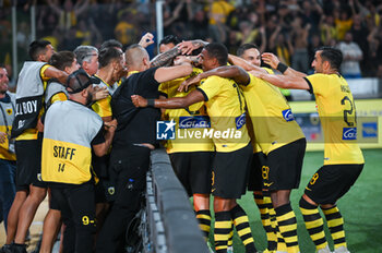 2023-08-19 - Players of AEK FC celebrate a goal during the UEFA Champions League, 3rd Qualification Round match between AEK FC and GNK Dinamo Zagreb at Opap Arena on August 19, 2023, in Athens, Greece. - AEK-DINAMO ZAGREB 3RD QUALIFICATION ROUND - UEFA CHAMPIONS LEAGUE - SOCCER