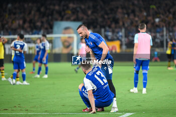 2023-08-19 - 13 Stefan Ristovski of GNK Dinamo Zagreb disappointed after a goal conceded during the UEFA Champions League, 3rd Qualification Round match between AEK FC and GNK Dinamo Zagreb at Opap Arena on August 19, 2023, in Athens, Greece. - AEK-DINAMO ZAGREB 3RD QUALIFICATION ROUND - UEFA CHAMPIONS LEAGUE - SOCCER