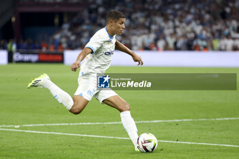 2023-08-16 - Amine Harit of Marseille during the UEFA Champions League, Third qualifying round, 2nd leg football match between Olympique de Marseille (OM) and Panathinaikos FC (Pana) on August 15, 2023 at Velodrome stadium in Marseille, France - FOOTBALL - CHAMPIONS LEAGUE - MARSEILLE V PANATHINAIKOS - UEFA CHAMPIONS LEAGUE - SOCCER