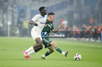 2023-08-16 - Ismaila Sarr of Marseille, Benjamin Verbic of Panathinaikos during the UEFA Champions League, Third qualifying round, 2nd leg football match between Olympique de Marseille (OM) and Panathinaikos FC (Pana) on August 15, 2023 at Velodrome stadium in Marseille, France - FOOTBALL - CHAMPIONS LEAGUE - MARSEILLE V PANATHINAIKOS - UEFA CHAMPIONS LEAGUE - SOCCER