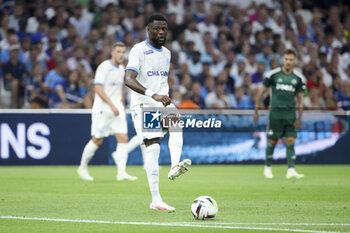 2023-08-16 - Chancel Mbemba of Marseille during the UEFA Champions League, Third qualifying round, 2nd leg football match between Olympique de Marseille (OM) and Panathinaikos FC (Pana) on August 15, 2023 at Velodrome stadium in Marseille, France - FOOTBALL - CHAMPIONS LEAGUE - MARSEILLE V PANATHINAIKOS - UEFA CHAMPIONS LEAGUE - SOCCER