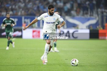 2023-08-16 - Samuel Gigot of Marseille during the UEFA Champions League, Third qualifying round, 2nd leg football match between Olympique de Marseille (OM) and Panathinaikos FC (Pana) on August 15, 2023 at Velodrome stadium in Marseille, France - FOOTBALL - CHAMPIONS LEAGUE - MARSEILLE V PANATHINAIKOS - UEFA CHAMPIONS LEAGUE - SOCCER