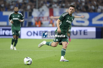 2023-08-16 - Fotios Ioannidis of Panathinaikos during the UEFA Champions League, Third qualifying round, 2nd leg football match between Olympique de Marseille (OM) and Panathinaikos FC (Pana) on August 15, 2023 at Velodrome stadium in Marseille, France - FOOTBALL - CHAMPIONS LEAGUE - MARSEILLE V PANATHINAIKOS - UEFA CHAMPIONS LEAGUE - SOCCER