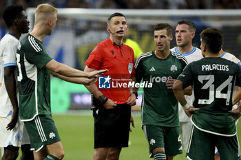 2023-08-16 - Referee Michael Oliver of England during the UEFA Champions League, Third qualifying round, 2nd leg football match between Olympique de Marseille (OM) and Panathinaikos FC (Pana) on August 15, 2023 at Velodrome stadium in Marseille, France - FOOTBALL - CHAMPIONS LEAGUE - MARSEILLE V PANATHINAIKOS - UEFA CHAMPIONS LEAGUE - SOCCER