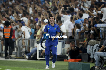 2023-08-16 - Coach of Olympique de Marseille Marcelino celebrates a goal for Marseille during the UEFA Champions League, Third qualifying round, 2nd leg football match between Olympique de Marseille (OM) and Panathinaikos FC (Pana) on August 15, 2023 at Velodrome stadium in Marseille, France - FOOTBALL - CHAMPIONS LEAGUE - MARSEILLE V PANATHINAIKOS - UEFA CHAMPIONS LEAGUE - SOCCER