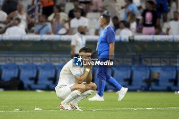 2023-08-16 - Vitinha aka Vitor Oliveira of Marseille reacts after the penalty shootout of the UEFA Champions League, Third qualifying round, 2nd leg football match between Olympique de Marseille (OM) and Panathinaikos FC (Pana) on August 15, 2023 at Velodrome stadium in Marseille, France - FOOTBALL - CHAMPIONS LEAGUE - MARSEILLE V PANATHINAIKOS - UEFA CHAMPIONS LEAGUE - SOCCER