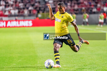 2023-08-22 - Niclas Eliasson of AEK Athens during the UEFA Champions League, Play-offs, 1st leg football match between Royal Antwerp FC and AEK Athens on August 22, 2023 at Bosuilstadion in Deurne, Belgium - FOOTBALL - CHAMPIONS LEAGUE - ROYAL ANTWERP V AEK ATHENS - UEFA CHAMPIONS LEAGUE - SOCCER