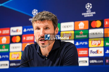 2023-08-22 - Coach Mark van Bommel of Royal Antwerp FC during the Press Conference following the UEFA Champions League, Play-offs, 1st leg football match between Royal Antwerp FC and AEK Athens on August 22, 2023 at Bosuilstadion in Deurne, Belgium - FOOTBALL - CHAMPIONS LEAGUE - ROYAL ANTWERP V AEK ATHENS - UEFA CHAMPIONS LEAGUE - SOCCER