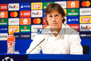 2023-08-22 - Coach Matias Jesus Almeyda of AEK Athens during the Press Conference following the UEFA Champions League, Play-offs, 1st leg football match between Royal Antwerp FC and AEK Athens on August 22, 2023 at Bosuilstadion in Deurne, Belgium - FOOTBALL - CHAMPIONS LEAGUE - ROYAL ANTWERP V AEK ATHENS - UEFA CHAMPIONS LEAGUE - SOCCER