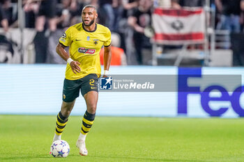 2023-08-22 - Harold Moukoudi of AEK Athens during the UEFA Champions League, Play-offs, 1st leg football match between Royal Antwerp FC and AEK Athens on August 22, 2023 at Bosuilstadion in Deurne, Belgium - FOOTBALL - CHAMPIONS LEAGUE - ROYAL ANTWERP V AEK ATHENS - UEFA CHAMPIONS LEAGUE - SOCCER