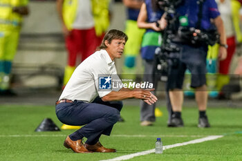 2023-08-22 - Coach Matias Almeyda of AEK Athens during the UEFA Champions League, Play-offs, 1st leg football match between Royal Antwerp FC and AEK Athens on August 22, 2023 at Bosuilstadion in Deurne, Belgium - FOOTBALL - CHAMPIONS LEAGUE - ROYAL ANTWERP V AEK ATHENS - UEFA CHAMPIONS LEAGUE - SOCCER