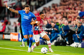 2023-08-30 - James Tavernier of Rangers and Sergino Dest of PSV during the UEFA Champions League, Play-offs, 2nd leg football match between PSV and Rangers on August 30, 2023 at the Philips Stadion in Eindhoven, Netherlands - FOOTBALL - CHAMPIONS LEAGUE - PSV V RANGERS - UEFA CHAMPIONS LEAGUE - SOCCER