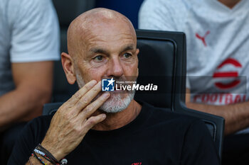 2023-09-19 - Stefano Pioli Head Coach of AC Milan looks on during UEFA Champions League 2023/24 Group Stage - Group F football match between AC Milan and Newcastle United FC at San Siro Stadium, Milan, Italy on September 19, 2023 - AC MILAN VS NEWCASTLE UNITED FC - UEFA CHAMPIONS LEAGUE - SOCCER