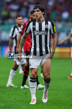2023-09-19 - Sandro Tonali of Newcastle United FC seen in action during UEFA Champions League 2023/24 Group Stage - Group F football match between AC Milan and Newcastle United FC at San Siro Stadium, Milan, Italy on September 19, 2023 - AC MILAN VS NEWCASTLE UNITED FC - UEFA CHAMPIONS LEAGUE - SOCCER