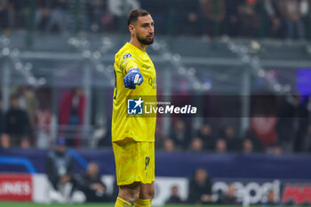 2023-11-07 - Gianluigi Donnarumma of Paris Saint-Germain FC gestures during UEFA Champions League 2023/24 Group Stage - Group F football match between AC Milan and Paris Saint-Germain FC at San Siro Stadium, Milan, Italy on November 07, 2023 - AC MILAN VS PARIS SAINT-GERMAIN - UEFA CHAMPIONS LEAGUE - SOCCER