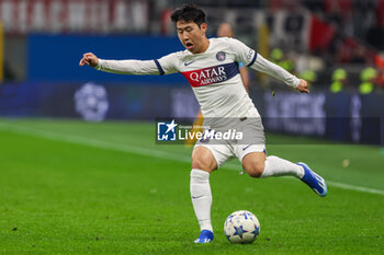 2023-11-07 - Kang-in Lee of Paris Saint-Germain FC seen in action during UEFA Champions League 2023/24 Group Stage - Group F football match between AC Milan and Paris Saint-Germain FC at San Siro Stadium, Milan, Italy on November 07, 2023 - AC MILAN VS PARIS SAINT-GERMAIN - UEFA CHAMPIONS LEAGUE - SOCCER