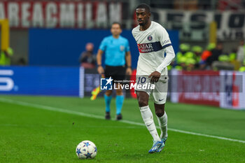 2023-11-07 - Ousmane Dembele of Paris Saint-Germain FC seen in action during UEFA Champions League 2023/24 Group Stage - Group F football match between AC Milan and Paris Saint-Germain FC at San Siro Stadium, Milan, Italy on November 07, 2023 - AC MILAN VS PARIS SAINT-GERMAIN - UEFA CHAMPIONS LEAGUE - SOCCER