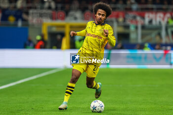 2023-11-28 - Karim Adeyemi of Borussia Dortmund seen in action during UEFA Champions League 2023/24 Group Stage - Group F football match between AC Milan and Borussia Dortmund at San Siro Stadium, Milan, Italy on November 28, 2023 - AC MILAN VS BORUSSIA DORTMUND - UEFA CHAMPIONS LEAGUE - SOCCER