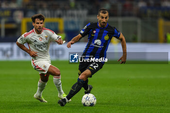 2023-10-03 - Henrikh Mkhitaryan of FC Internazionale seen in action during the UEFA Champions League 2023/24 Group Stage - Group D football match between FC Internazionale and SL Benfica at Giuseppe Meazza Stadium, Milan, Italy on October 03, 2023 - INTER - FC INTERNAZIONALE VS SL BENFICA - UEFA CHAMPIONS LEAGUE - SOCCER