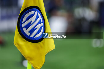 2023-10-03 - Logo of FC Internazionale is seen inside the stadium during the UEFA Champions League 2023/24 Group Stage - Group D football match between FC Internazionale and SL Benfica at Giuseppe Meazza Stadium, Milan, Italy on October 03, 2023 - INTER - FC INTERNAZIONALE VS SL BENFICA - UEFA CHAMPIONS LEAGUE - SOCCER