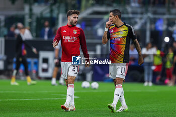 2023-10-03 - Angel Di Maria of SL Benfica talks to Rafa Silva of SL Benfica during the UEFA Champions League 2023/24 Group Stage - Group D football match between FC Internazionale and SL Benfica at Giuseppe Meazza Stadium, Milan, Italy on October 03, 2023 - INTER - FC INTERNAZIONALE VS SL BENFICA - UEFA CHAMPIONS LEAGUE - SOCCER