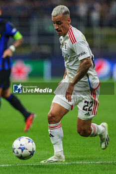 2023-10-03 - Chiquinho of SL Benfica seen in action during the UEFA Champions League 2023/24 Group Stage - Group D football match between FC Internazionale and SL Benfica at Giuseppe Meazza Stadium, Milan, Italy on October 03, 2023 - INTER - FC INTERNAZIONALE VS SL BENFICA - UEFA CHAMPIONS LEAGUE - SOCCER