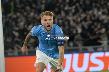 2023-11-28 - Ciro Immobile (SS Lazio); celebrates after scoring the goal 1-0 during the UEFA Champions League 2023-2024 football match between SS Lazio and Celtic FC at the Olympic Stadium in Rome on November 28, 2023. - SS LAZIO VS CELTIC FC - UEFA CHAMPIONS LEAGUE - SOCCER
