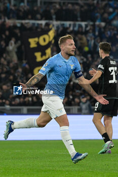 2023-11-28 - Ciro Immobile (SS Lazio); celebrates after scoring the goal 2-0 during the UEFA Champions League 2023-2024 football match between SS Lazio and Celtic FC at the Olympic Stadium in Rome on November 28, 2023. - SS LAZIO VS CELTIC FC - UEFA CHAMPIONS LEAGUE - SOCCER