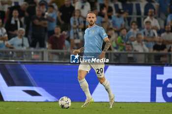 2023-09-19 - Manuel Lazzari (SS Lazio);  during the UEFA Champions League 2023-2024 football match between SS Lazio and Atletico Madrid at the Olympic Stadium in Rome on September 19, 2023. - SS LAZIO VS CLUB ATLETICO DE MADRID - UEFA CHAMPIONS LEAGUE - SOCCER