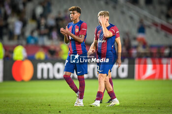 2023-09-19 - Lamine Yamal (FC Barcelona) and Fermin (FC Barcelona) during a UEFA Champions League first match between FC Barcelona and Royal Antwerp at Estadi Olimpic Lluis Companys, in Barcelona, ,Spain on September 19, 2023. (Photo / Felipe Mondino) - FC BARCELONA - ROYAL ANTWERP - UEFA CHAMPIONS LEAGUE - SOCCER