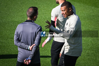 2023-09-18 - Kylian MBAPPE of PSG during the training of the Paris Saint-Germain team ahead UEFA Champions League, Group F football match between Paris Saint Germain and Borussia Dortmund on September 18, 2023 at Campus PSG in Poissy, France - FOOTBALL - PARIS SG V BORUSSIA DORTMUND - TRAINING AND PRESS CONFERENCE - UEFA CHAMPIONS LEAGUE - SOCCER