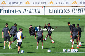 2023-09-19 - Eduardo Camavinga during the training session with his teammates of Real Madrid the day before the football match of Champions League against Union Berlin at Ciudad Real Madrid on September 19, 2023 in Valdebebas (Madrid), Spain - TRAINING SESSION AND PRESS CONFERENCE OF REAL MADRID - UEFA CHAMPIONS LEAGUE - SOCCER