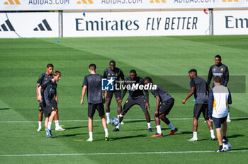 2023-09-19 - Eduardo Camavinga, Luka Modric, David Alaba, Antonio Rudiger and others players of Real Madrid during the training session the day before the football match of Champions League against Union Berlin at Ciudad Real Madrid on September 19, 2023 in Valdebebas (Madrid), Spain - TRAINING SESSION AND PRESS CONFERENCE OF REAL MADRID - UEFA CHAMPIONS LEAGUE - SOCCER