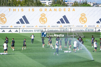 2023-09-19 - Real Madrid team during the training session the day before the football match of Champions League against Union Berlin at Ciudad Real Madrid on September 19, 2023 in Valdebebas (Madrid), Spain - TRAINING SESSION AND PRESS CONFERENCE OF REAL MADRID - UEFA CHAMPIONS LEAGUE - SOCCER