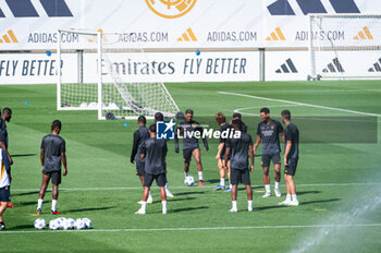 2023-09-19 - Rodrygo Silva de Goes, Eduardo Camavinga, Luka Modric, David Alaba, Antonio Rudiger, Jude Bellingham and others players of Real Madrid during the training session the day before the football match of Champions League against Union Berlin at Ciudad Real Madrid on September 19, 2023 in Valdebebas (Madrid), Spain - TRAINING SESSION AND PRESS CONFERENCE OF REAL MADRID - UEFA CHAMPIONS LEAGUE - SOCCER