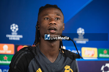 2023-09-19 - Eduardo Camavinga (Real Madrid) during the press conference the day before the football match of Champions League against Union Berlin at Ciudad Real Madrid on September 19, 2023 in Valdebebas (Madrid), Spain - TRAINING SESSION AND PRESS CONFERENCE OF REAL MADRID - UEFA CHAMPIONS LEAGUE - SOCCER