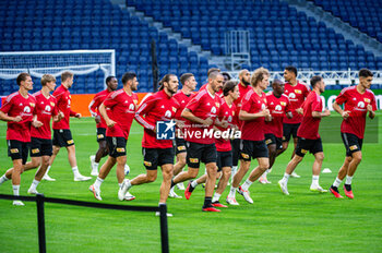 2023-09-19 - Union Berlin team during the training session at the Santiago Bernabeu stadium, the day before the match against Real Madrid on September 19, 2023 in Madrid, Spain - UNION BERLIN PRESS CONFERENCE BEFORE THE MATCH AGAINST REAL MADRID - UEFA CHAMPIONS LEAGUE - SOCCER