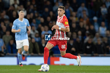 2023-09-19 - Red Star Belgrade forward Stefan Mitrovic during the Champions League match between Manchester City and Red Star Belgrade at the Etihad Stadium, Manchester, England on 19 September 2023. Photo Ian Stephen/ProSportsImages / DPPI - FOOTBALL - CHAMPIONS LEAGUE - MANCHESTER CITY V RED STAR BELGRADE - UEFA CHAMPIONS LEAGUE - SOCCER